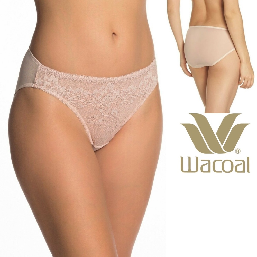 Wacoal 843297 LACE TO LOVE Rose Dust Nude Stretch Nylon Lace Bikini